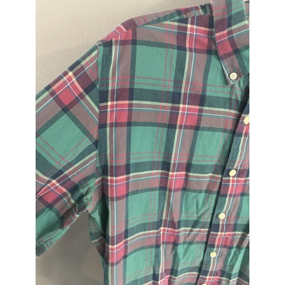 J. Crew Summer‎ Plaid Button Down Shirt Men's Size Large Business Casual